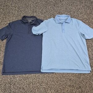 Vineyard Vines Jim Nantz Polo Lot of 2 Mens Large Blue Pima Cotton Blend